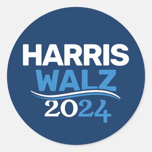 Pegatina Redonda Campaña Kamala Harris Tim Walz 2024 (Anverso)