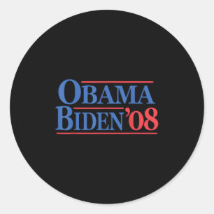 Pegatina Redonda Campaña 'Obama Biden 08', ventilado retro con prob