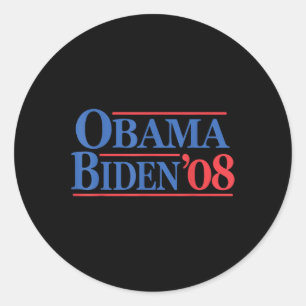 Pegatina Redonda Campaña 'Obama Biden 08', ventilado retro con prob