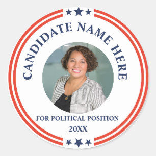 Pegatina Redonda Campaña Política de Foto Personalizada