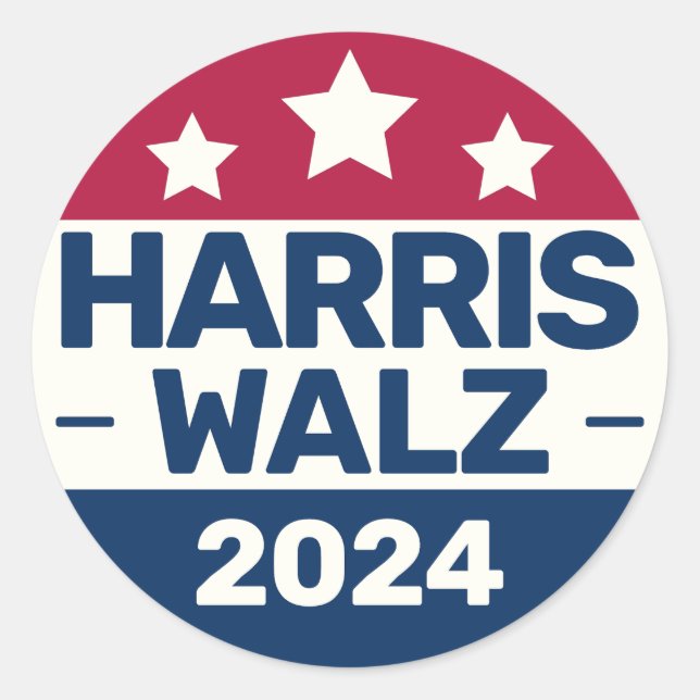 Pegatina Redonda Campaña presidencial 2024 de Kamala Harris Tim Wal (Anverso)