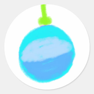 Pegatina Redonda campanas de navidades verdes azules