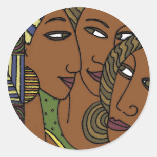 Pegatina Redonda Campeas hermanas afroamericanas