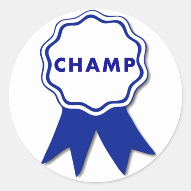 Pegatina Redonda Campeón Cinta Azul (Anverso)