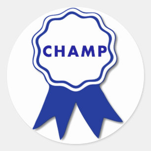 Pegatina Redonda Campeón Cinta Azul
