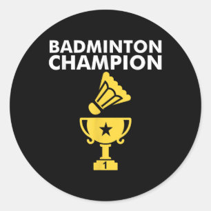 Pegatina Redonda Campeón de bádminton Birdie