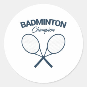 Pegatina Redonda Campeón de bádminton I Raqueta I Volante I Bádmint