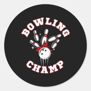 Pegatina Redonda Campeón de Bolos Campeón 
