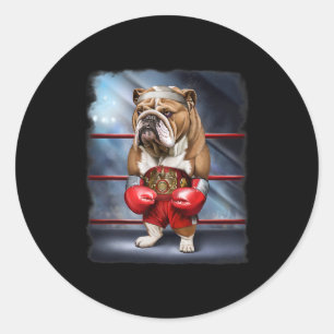 Pegatina Redonda Campeón de boxeo luchador de Bulldog inglés