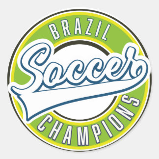Pegatina Redonda Campeón de fútbol de Brasil