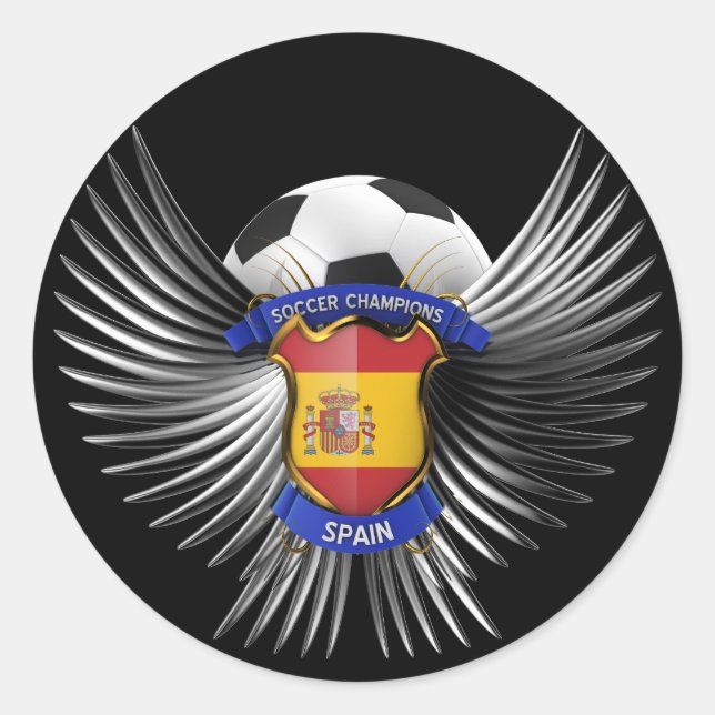 Pegatina Redonda Campeón de fútbol de España (Anverso)