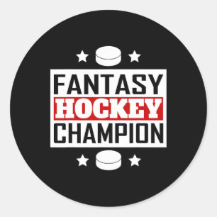 Pegatina Redonda Campeón de Hockey Fantasía al Estilo Retro 