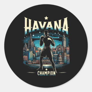 Pegatina Redonda Campeón de La Habana Ciudad del Espíritu de Boxeo