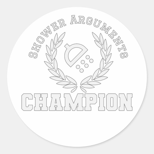 Pegatina Redonda Campeón de los argumentos de la ducha (Anverso)