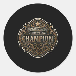 Pegatina Redonda Campeón de peso ligero Mma Boxeo Kickboxing Champ