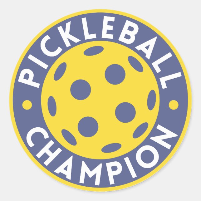Pegatina Redonda Campeón de Pickleball (Anverso)