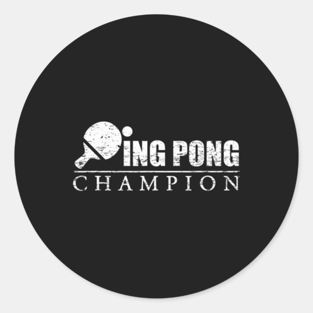 Pegatina Redonda Campeón de Ping Pong (Anverso)