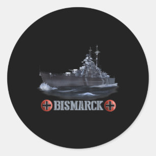 Pegatina Redonda Campeonato Alemán de Guerra Mundial Bismarck