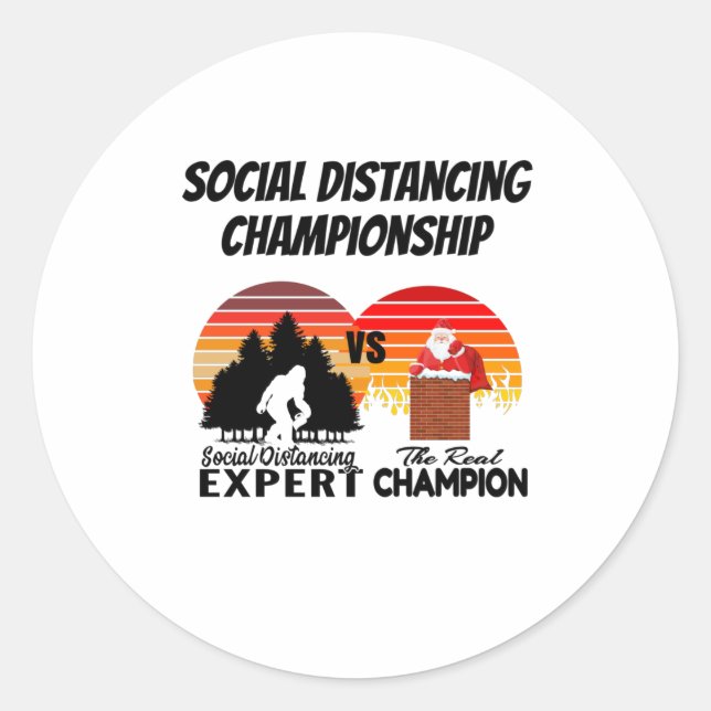Pegatina Redonda Campeonato de Distancia Social - Yeti (Anverso)