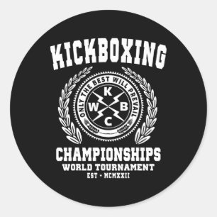 Pegatina Redonda Campeonatos de Kickboxing, Camiseta de Kickboxing,