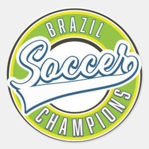 Pegatina Redonda Campeones de Fútbol de Brasil