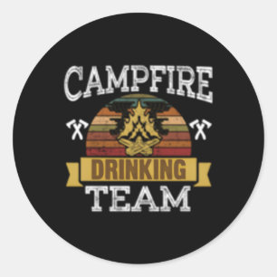 Pegatina Redonda Camper del equipo de bebidas de Campfire