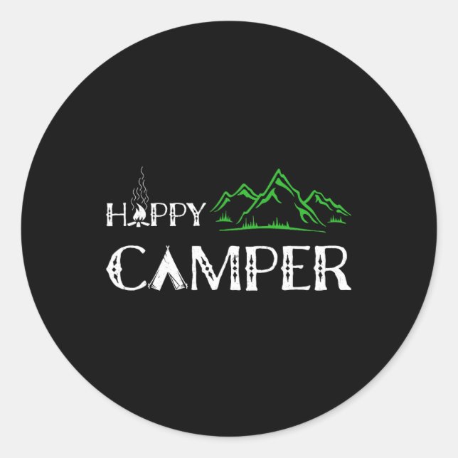 Pegatina Redonda Camper Feliz - Camping Para Hombres (Anverso)