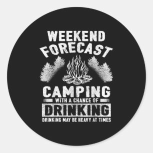 Pegatina Redonda Camper Fun Weekend Forecast Camping Con Posibilida