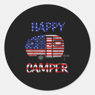 Pegatina Redonda Camper Merica Estados Unidos Feliz Orgullo Bandera