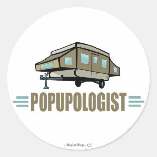 Pegatina Redonda Camper pop up humorístico
