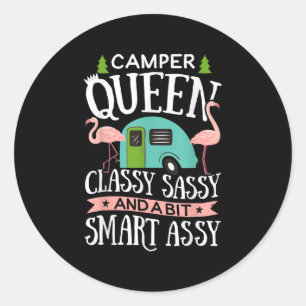 Pegatina Redonda Camper Queen Cly Sy Smart Funny Mujeres Chicas Cam