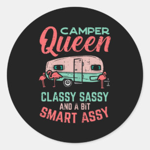 Pegatina Redonda Camper Queen Cly Sy Smart Y Cuidada Camping Mujere