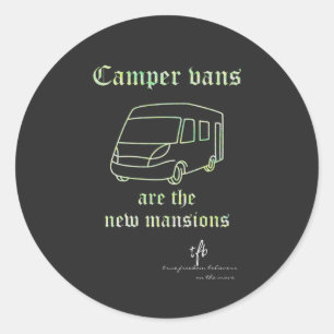 Pegatina Redonda Camper Vans Nuevas Mansiones Green Irid. Sm.