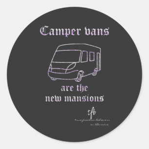 Pegatina Redonda Camper Vans Nuevas Mansiones Purple Irid. Lg.