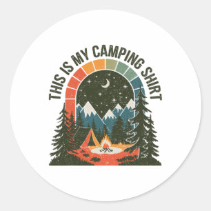 Pegatina Redonda Campera Vintage Esta Es Mi Ropa De Camping Senderi