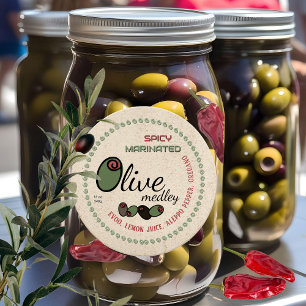 Pegatina Redonda Campesinos Comercializan Mezcla de Olivos Picante