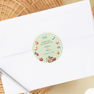 Pegatina Redonda Campesinos cultivados localmente comercializan Bab