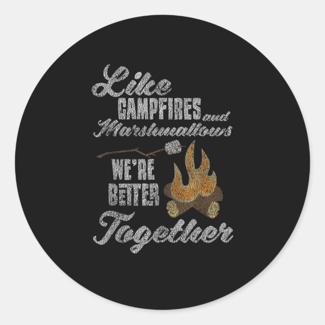 Pegatina Redonda Campfire Marshmallows Better Together Distressed V (Anverso)