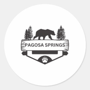 Pegatina Redonda Campi de senderismo en el oso de vida salvaje Pago