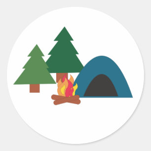 Pegatina Redonda Camping