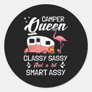 Pegatina Redonda Camping 365 Camper Queen Cly Sy Smart Y Camping Rv