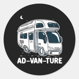 Pegatina Redonda Camping Adventure Camper Van