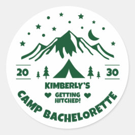 Pegatina Redonda Camping Bachelorette Tema