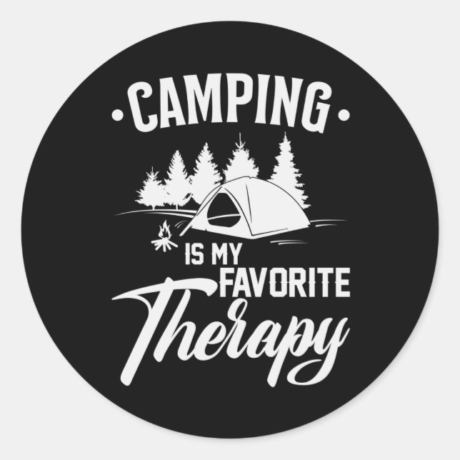 Pegatina Redonda Camping Camp Camper Campfire Idea divertida de reg (Anverso)