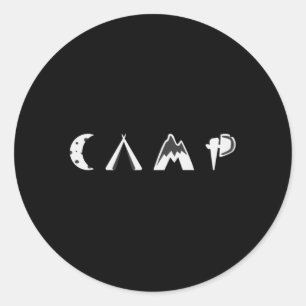 Pegatina Redonda Camping Camper Camp Campfire Graciosa idea de rega