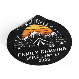 Pegatina Redonda Camping de coincidencia de vacaciones de familia p