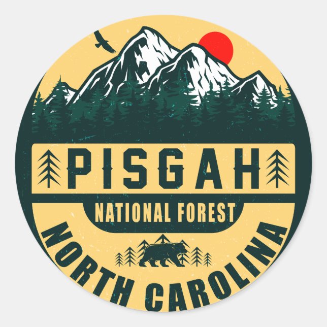 Pegatina Redonda Camping de Pisgah National Forest (Anverso)