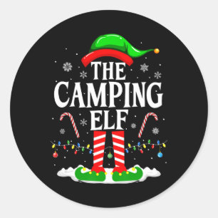 Pegatina Redonda Camping Elf Xmas Divertido Grupo C