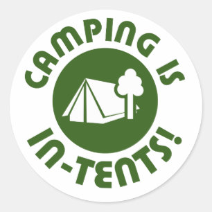 Pegatina Redonda Camping en tiendas