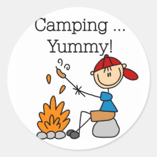 Pegatina Redonda Camping es Camisetas y Regalos Deliciosos
